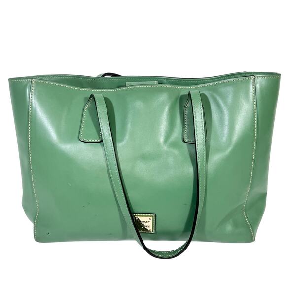 Dooney & Bourke Ashton Shoulder Tote Bag Large Ivy Green Smooth Leather Gold - Picture 1 of 16